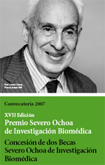 Cartel de la convocatoria 2007 del Premio Severo Ochoa de Investigación Biomédica
